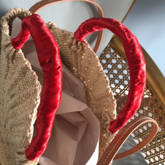 NWOT J. Crew colorful round straw pom pom crossbody circle tote hobo boho bag - Picture 13 of 16